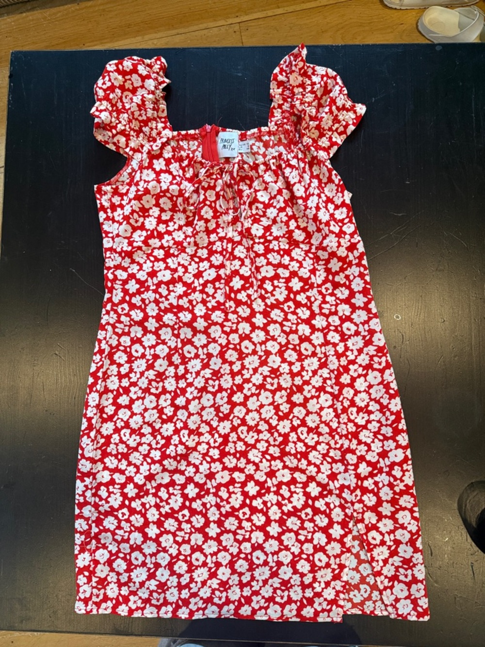 Princess Polly Red Floral Puff-Sleeve Mini Dress